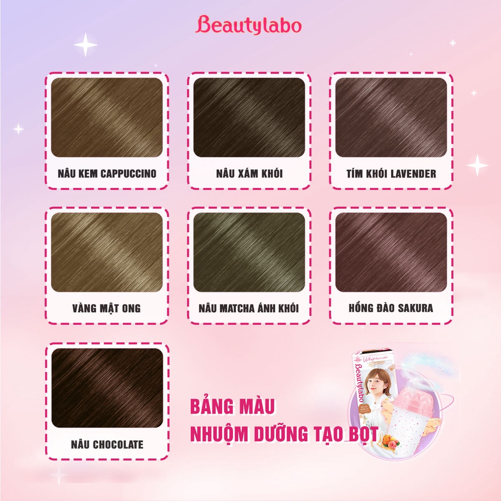 [HÀNG NỘI ĐỊA NHẬT] Combo 2 hộp Thuốc nhuộm tóc tại nhà dạng bọt Beautylabo Whip Hair Color 125ml/ hộp