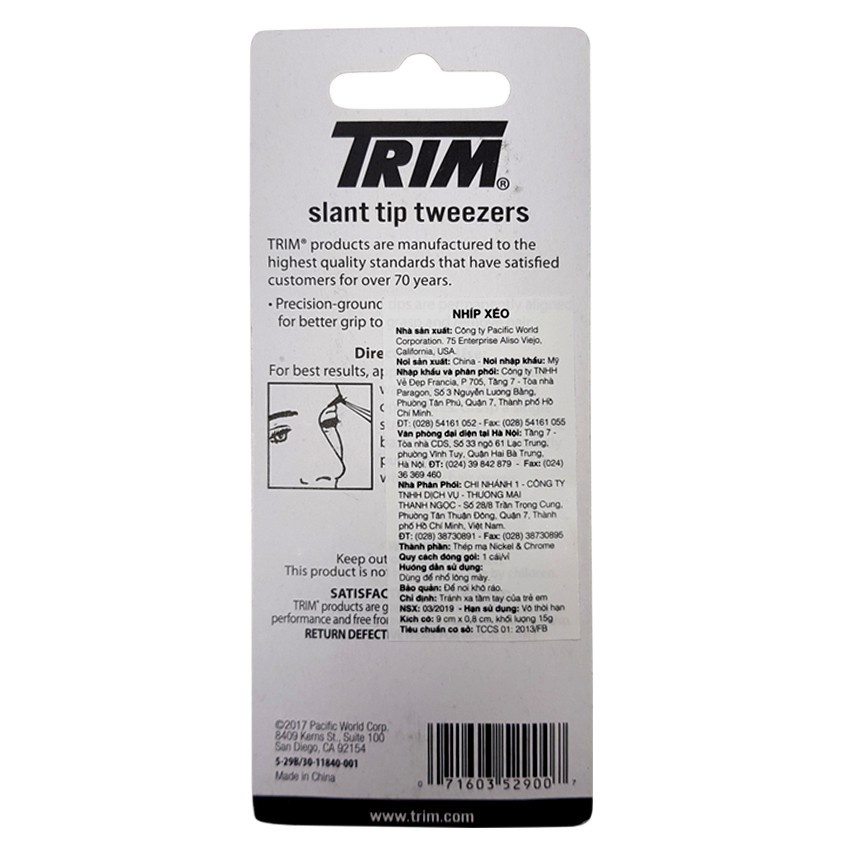 Nhíp nhổ lông mày Trim đầu xéo