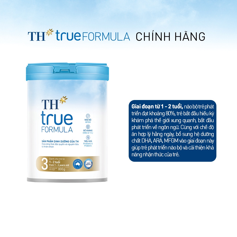 Sản phẩm dinh dưỡng công thức cho trẻ từ 1 đến 2 tuổi TH True Formula 3 800g