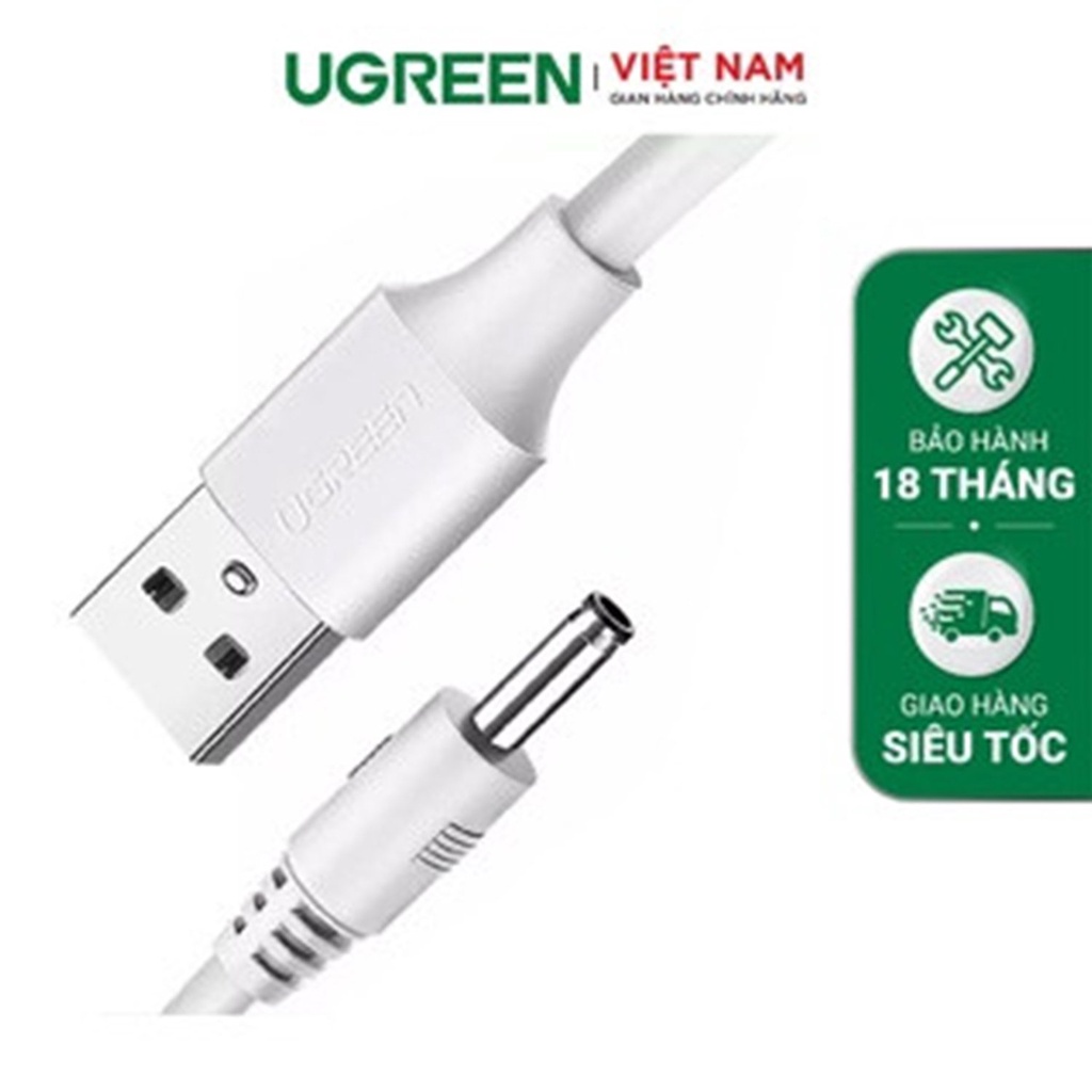 Dây nguồn 1 chiều USB 2.0 sang DC 3.5mm đầu đực dài 1m UGREEN US277