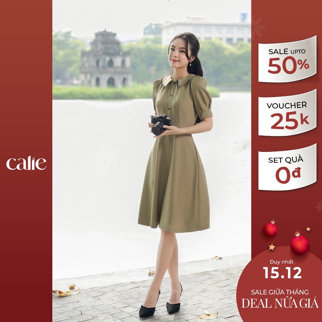 Váy dáng A tay bồng phối cổ nữ tính tôn dáng Calie VA162