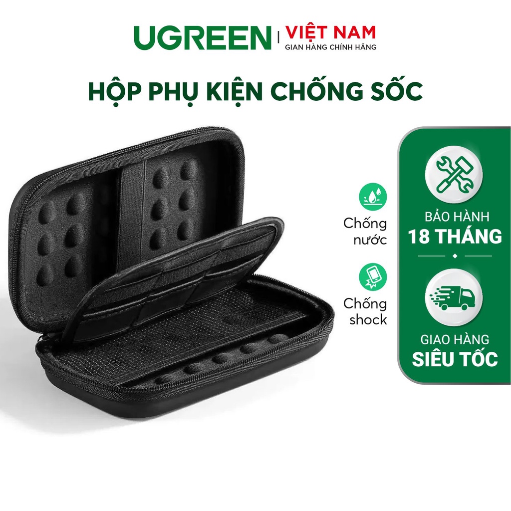 Hôp phụ kiện chống sốc đa năng UGREEN 40707 đựng ổ cứng 2.5", ổ Flash 16.5x10.3x4.5cm