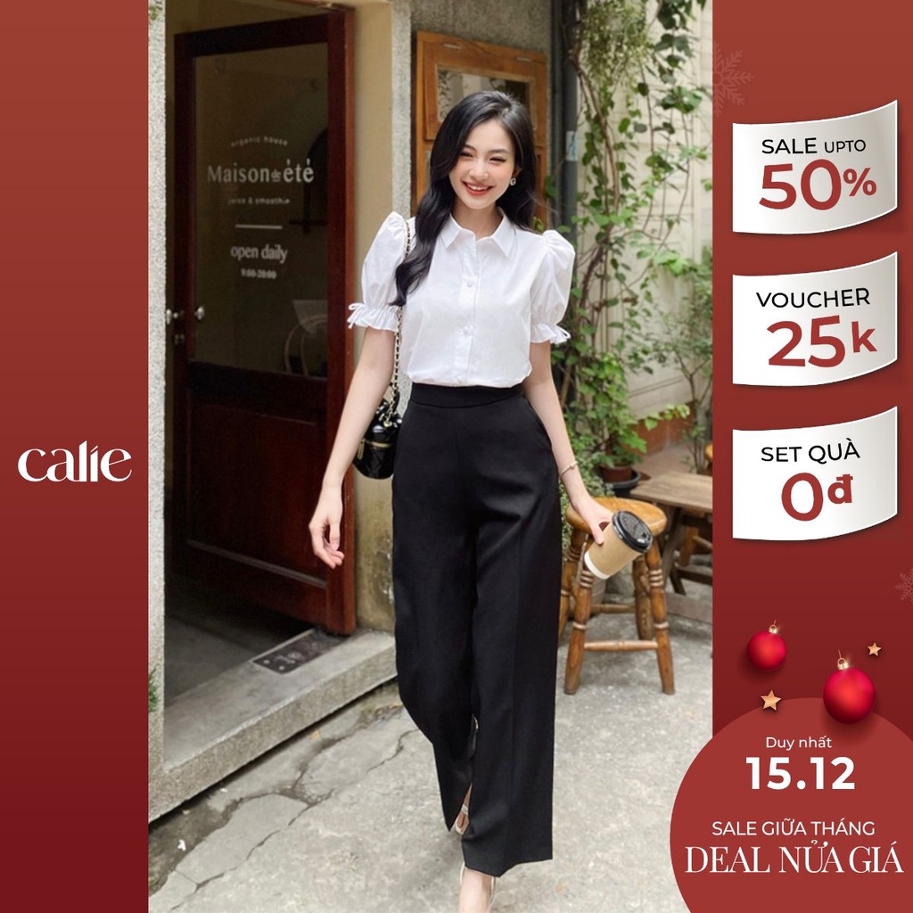 Quần ống đứng dáng basic dễ phối đồ khóa kéo sau CALIE QX021