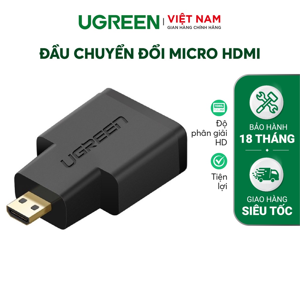 Đầu chuyển đổi micro HDMI male to hdmi female - UGREEN 20106 - (màu đen)