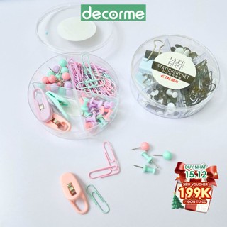 Hộp 94 kẹp giấy Kim loại Màu sắc Đen Trắng Decorme Kẹp ghim, Kẹp giấy nhiều kích cỡ tiện lợi cho học tập và văn phòng