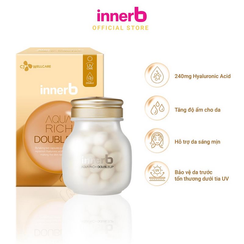 Bộ sản phẩm 03 Hộp 6 chai nước uống Collagen Vitamin C sáng da InnerB Glowshot và Thực phẩm bảo vệ sức khỏe INNERB