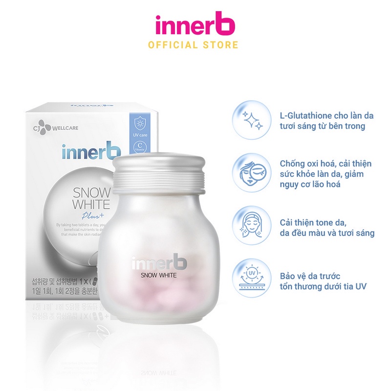 Combo 3 thực phẩm bảo vệ sức khỏe InnerB Aqua Bank + InnerB Snow White & Hộp 6 chai nước uống Collagen InnerB Glowshot