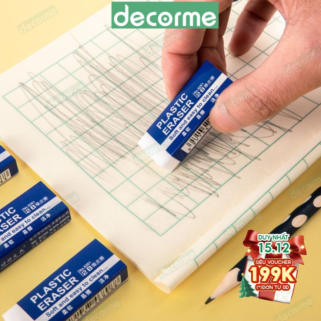 Tẩy chì màu 2B DecorMe Tẩy siêu sạch, gôm tẩy bút chì chất lượng cao