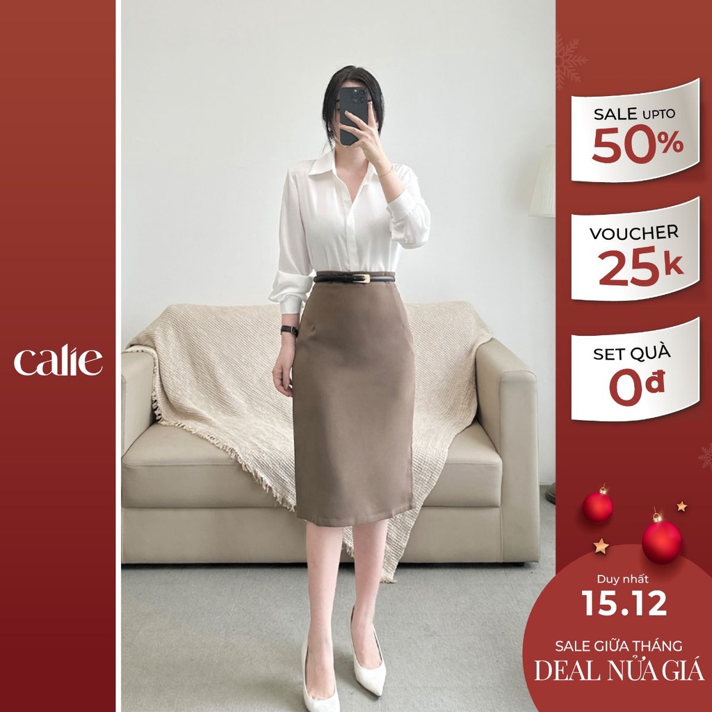Chân váy bút chì nữ dáng dài xẻ sau quyến rũ thanh lịch thời trang công sở Calie House CV3