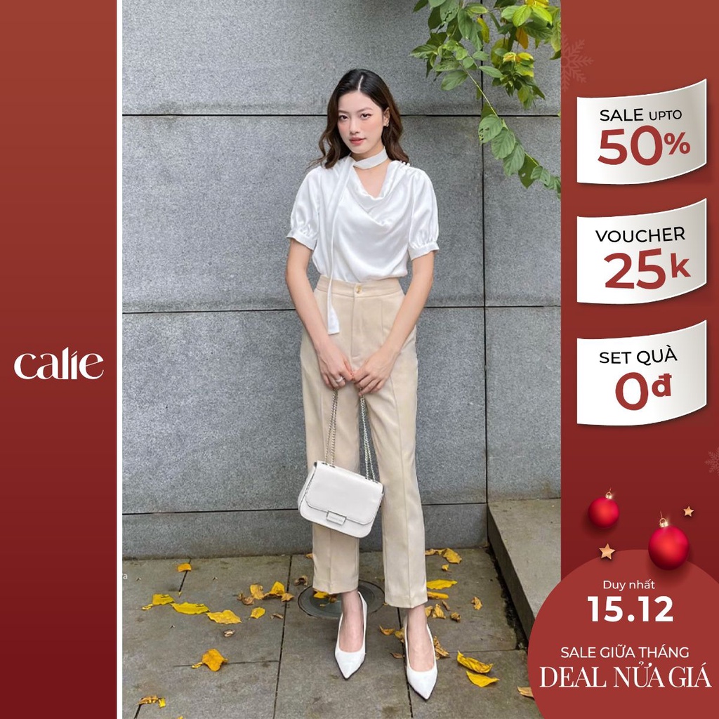Quần baggy nữ cạp cao mí diễu ly tôn dáng CALIE QB027