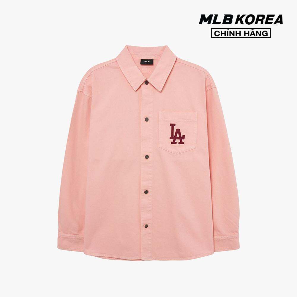 MLB - Áo sơ mi denim unisex cổ bẻ tay dài phom suông thời trang 3ADRR0134-07PCS