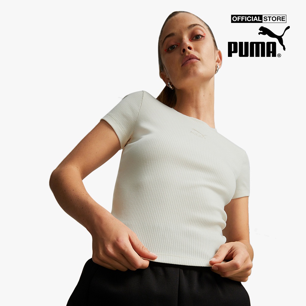 PUMA - Áo thun nữ ngắn tay phom ôm Classics Ribbed Slim 535689-99