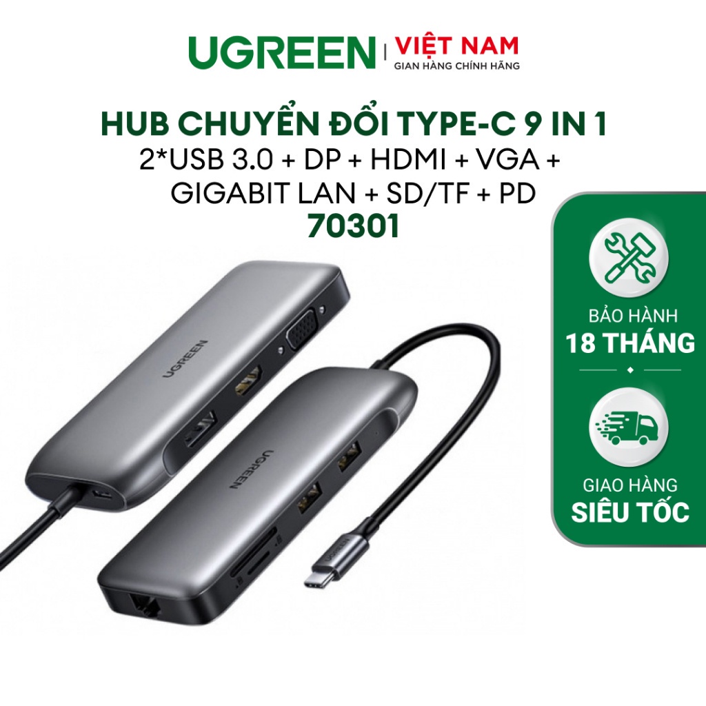 Bộ chuyển đổi đa năng UGREEN CM121 CM212 CM417 cho các thiết bị máy tính điện thoại hỗ trợ USB type C