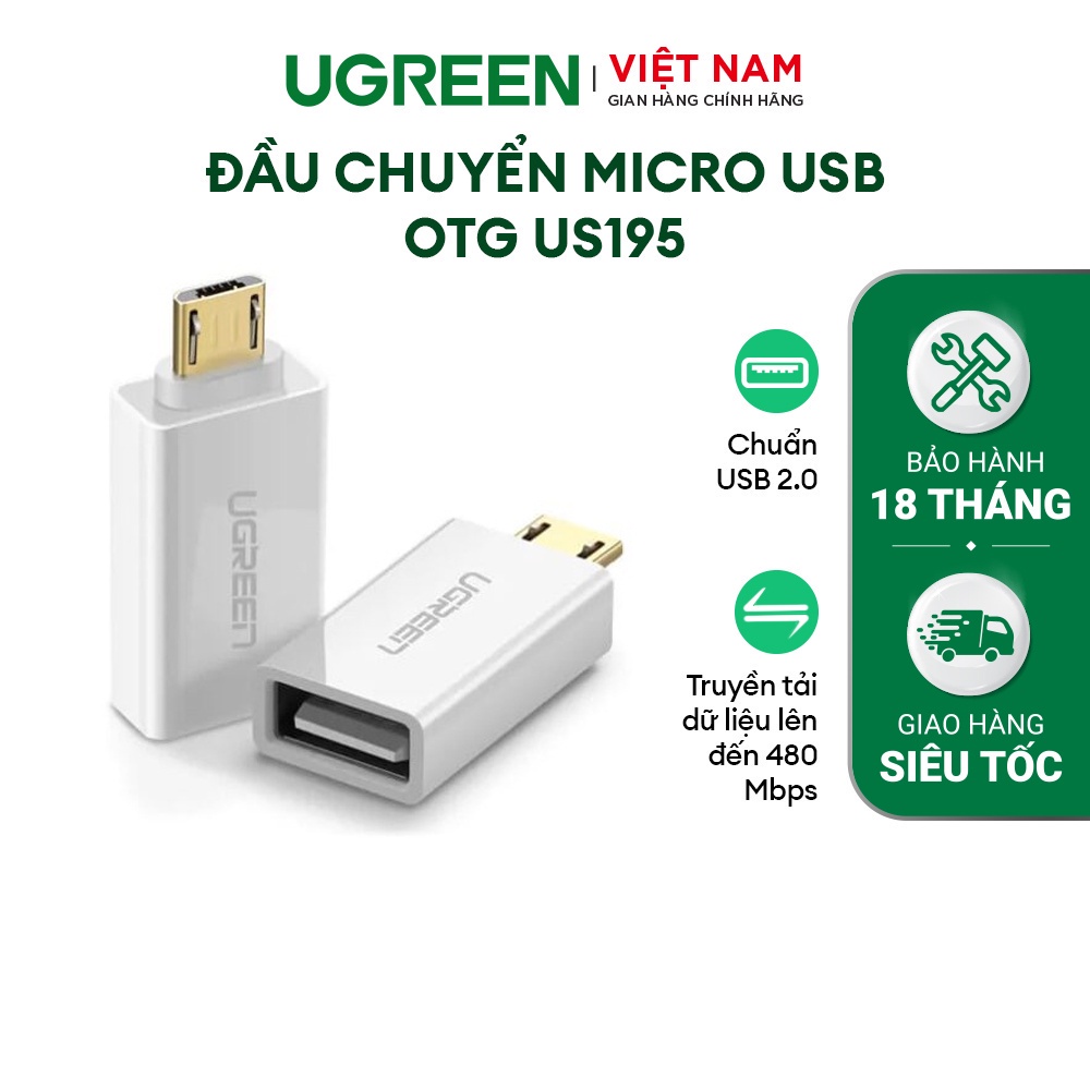 Đầu chuyển Micro USB OTG UGREEN US195 | Chuẩn USB2.0 |  | Bảo Hành 18 Tháng 1 Đổi 1 |  30529.