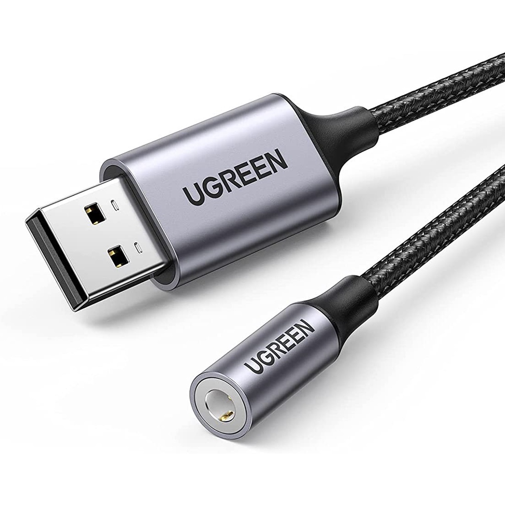 Đầu Chuyển Âm Thanh USB 2.0 Type-A Sang 3.5mm Dây Dù Hỗ Trợ Mic MIC Ugreen 30757