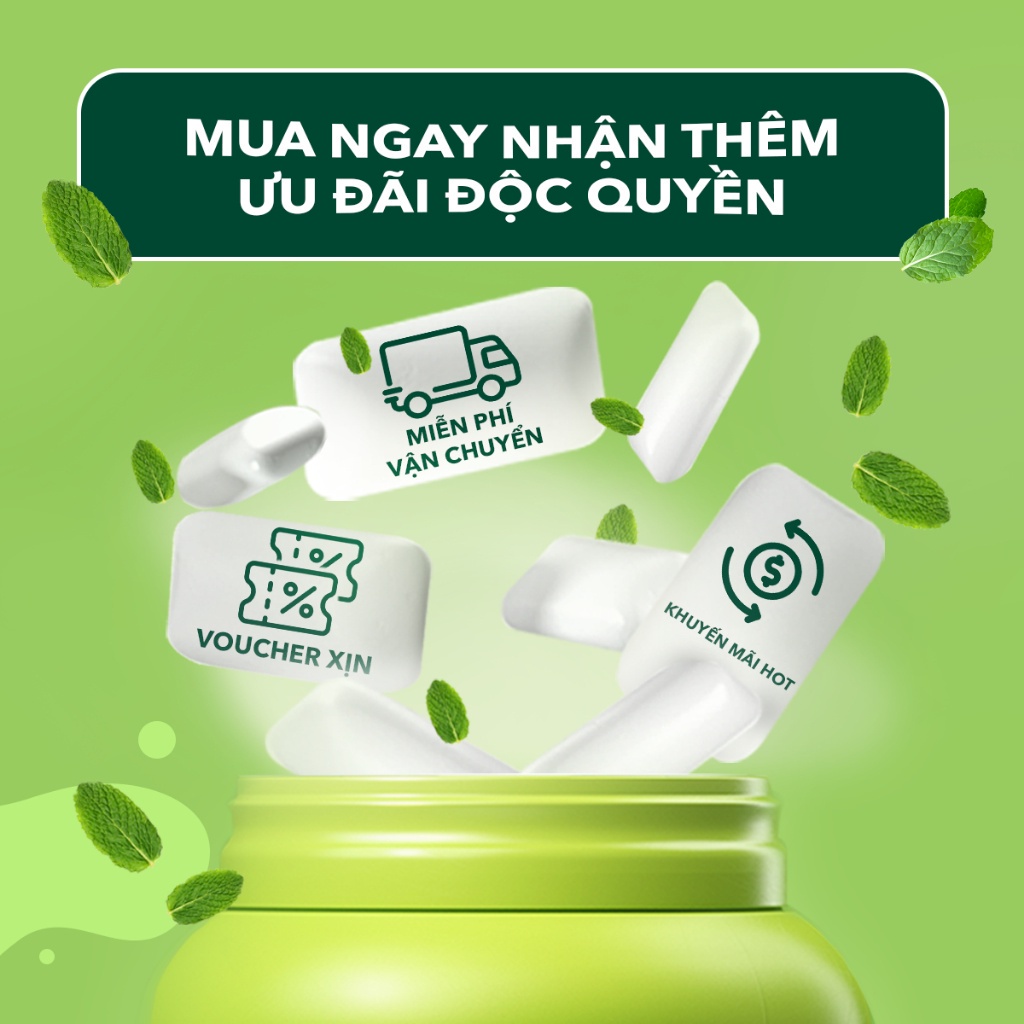 Combo 2 Hộp Viên Ngậm Không Đường Doublemint Hương Bạc Hà Lục 35 viên