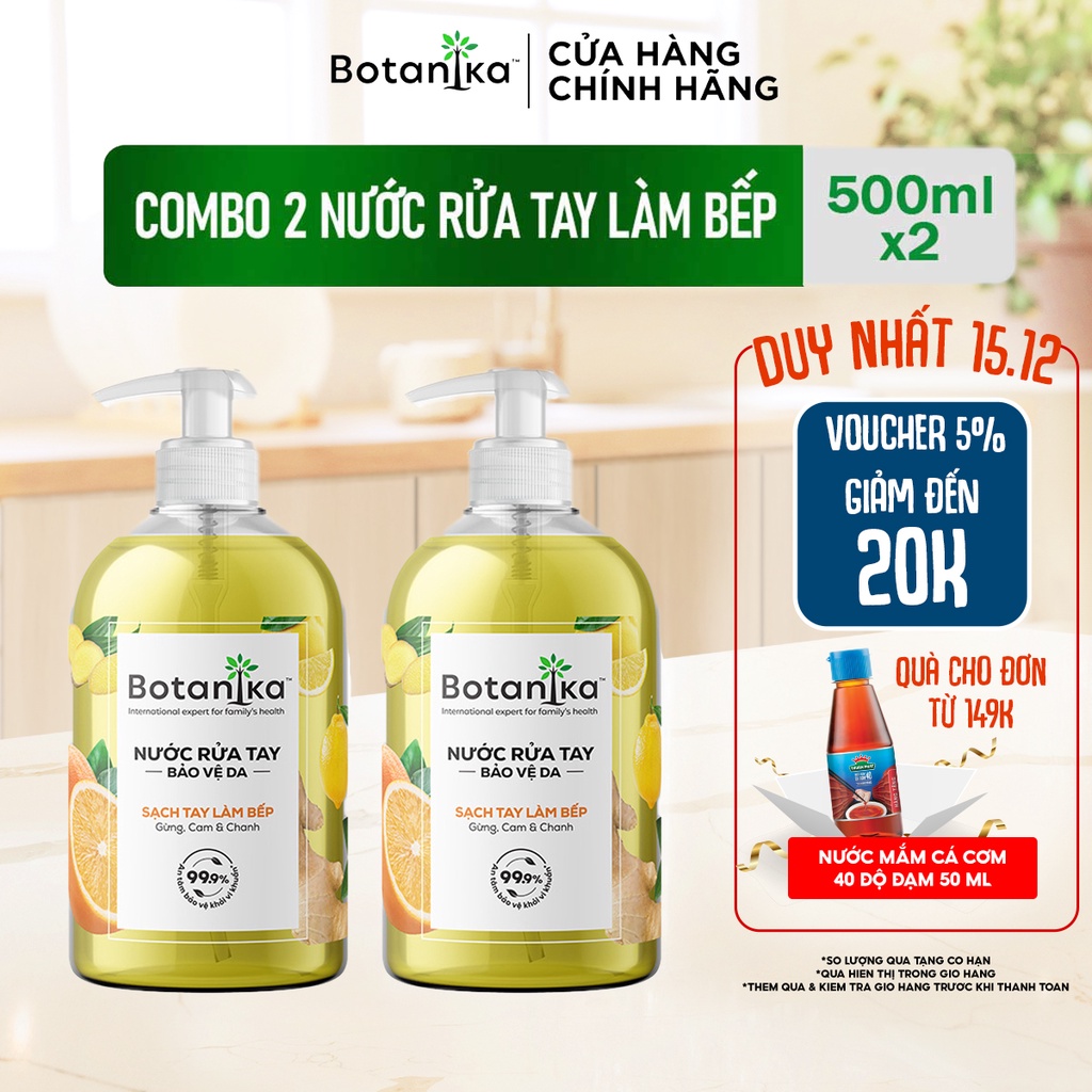 Combo 2 Nước rửa tay làm bếp Botanika 500ml