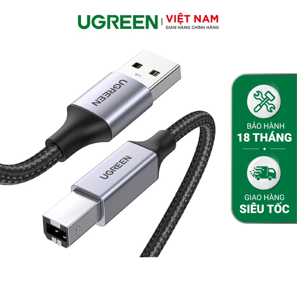 Cáp máy in USB A sang USB B sử dụng cho máy Fax, máy in... dài 1-3m UGREEN US369