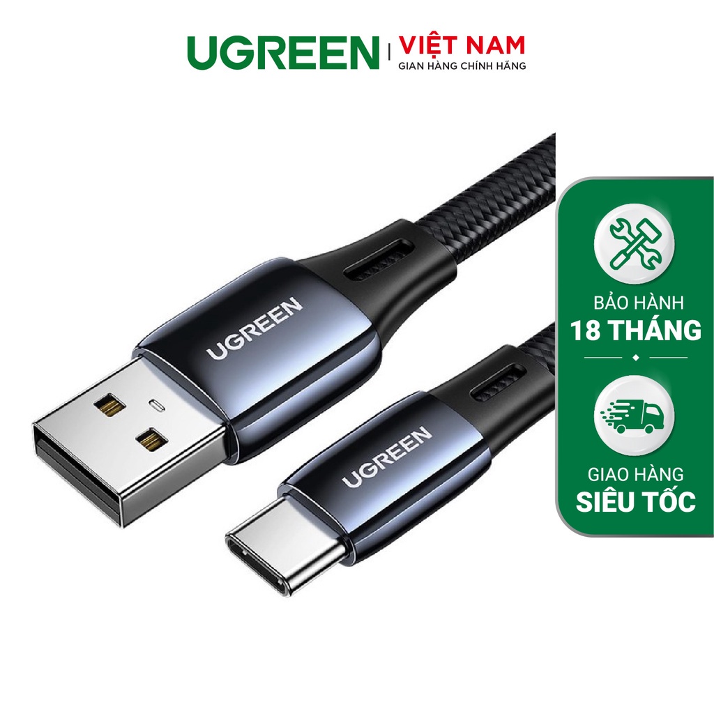 Cáp sạc nhanh USB 2.0 sang USB type C UGREEN US330 hỗ trợ dòng sạc 3A dạng dẹt dài 1m