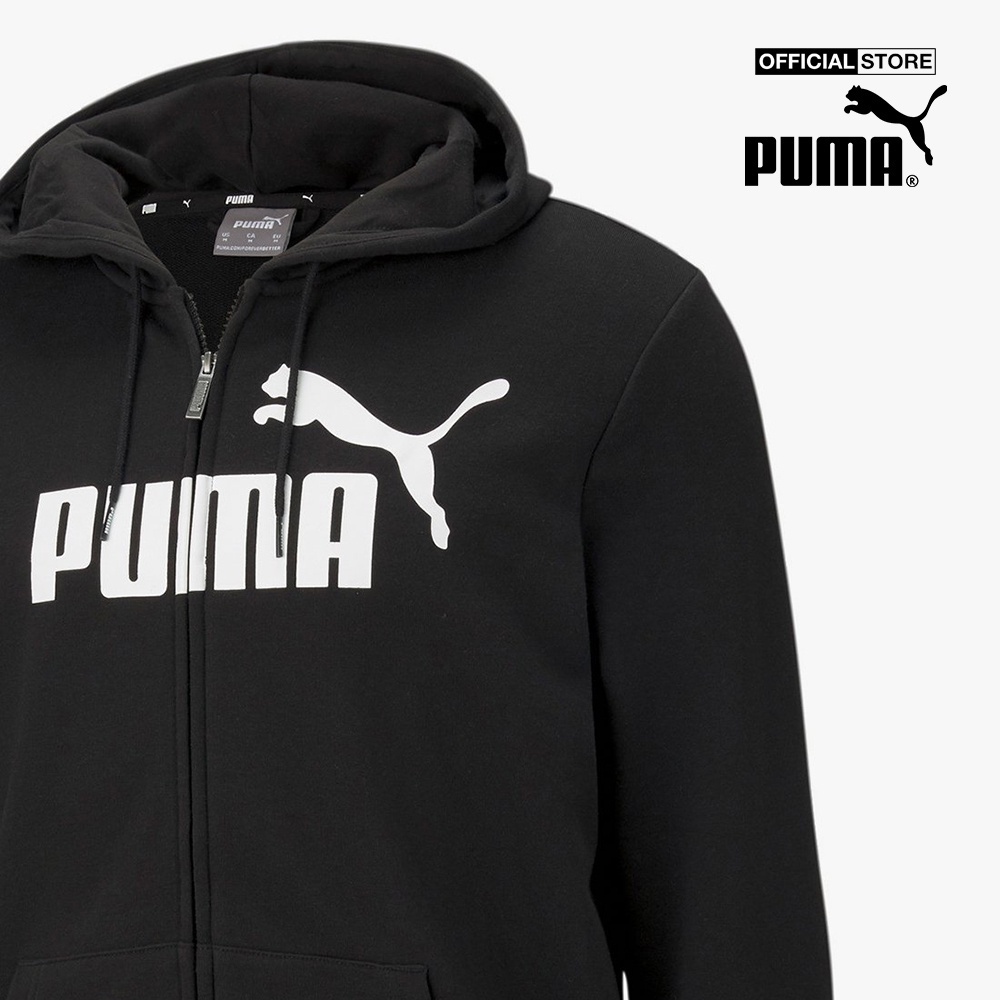 PUMA - Áo hoodie nam phối zip Essentials Big Logo 586700-01