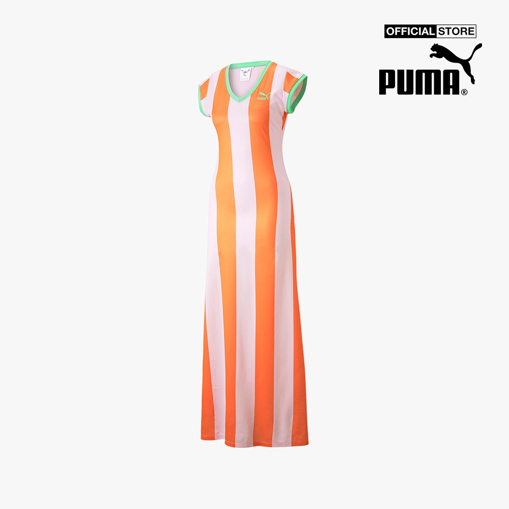 PUMA - Đầm midi ngắn tay cổ V phom ôm thời trang 671258-86