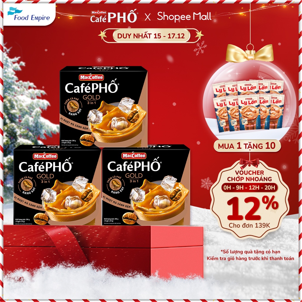 Combo 3 Hộp Cà phê Phố sữa đá GOLD - MacCoffee