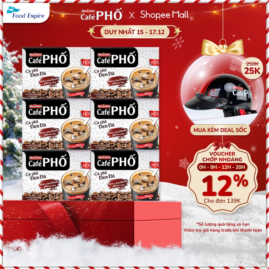 Combo 6 Hộp Cà phê Phố Đen Đá - Maccoffee