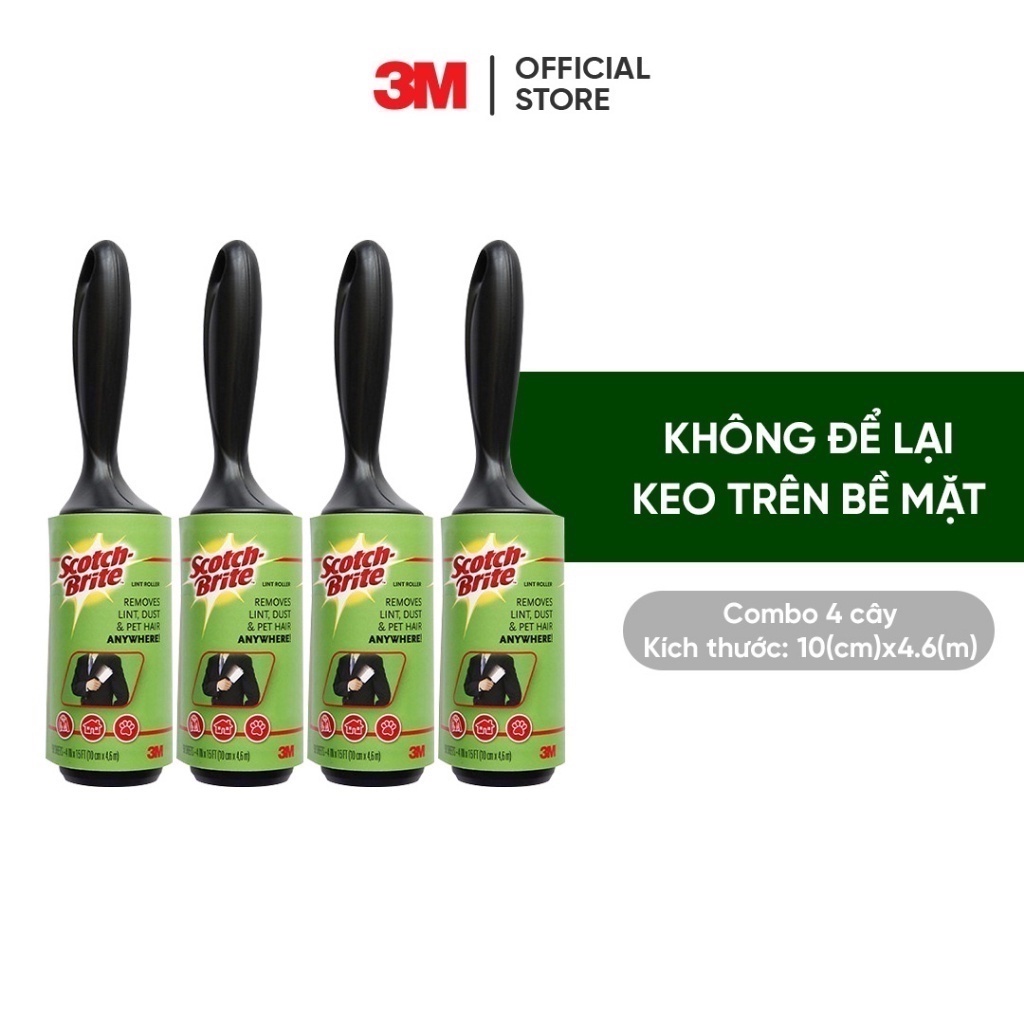 Combo 4 Cây lăn bụi Scotch Brite 3M 30 lớp đa năng 3M™ Scotch-Brite™, 30 lớp, xé dễ dàng, không để lại keo