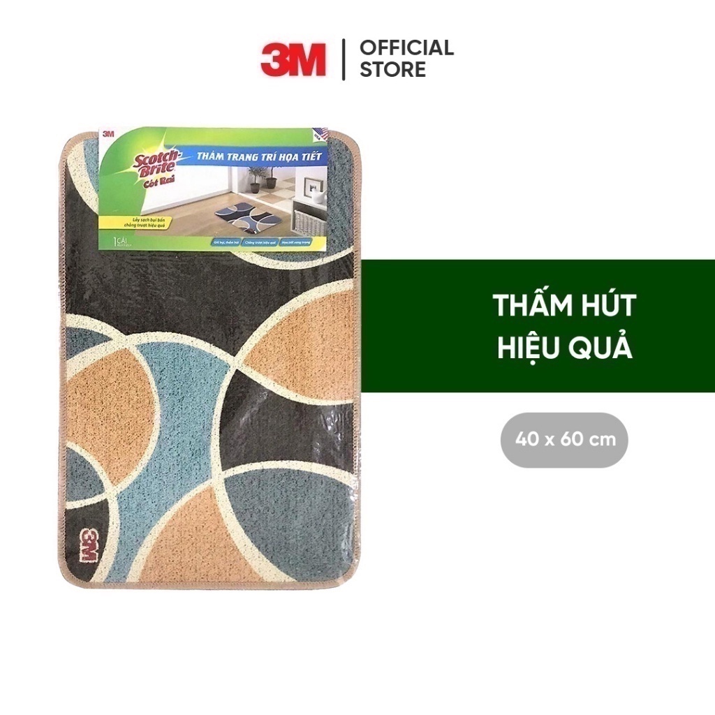 Thảm trang trí họa tiết 3M™ Scotch-Brite™, 40x60cm, thấm hút nước tốt, Giúp chống trơn trượt và giữ vệ sinh
