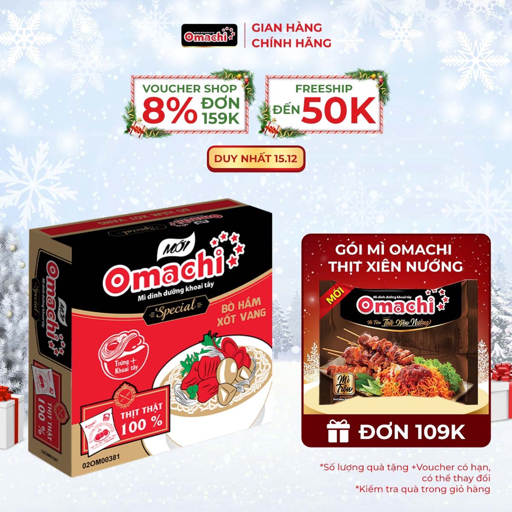 Mì Omachi Special Bò Hầm Xốt Vang Gói - Thùng 30 Gói x 92g