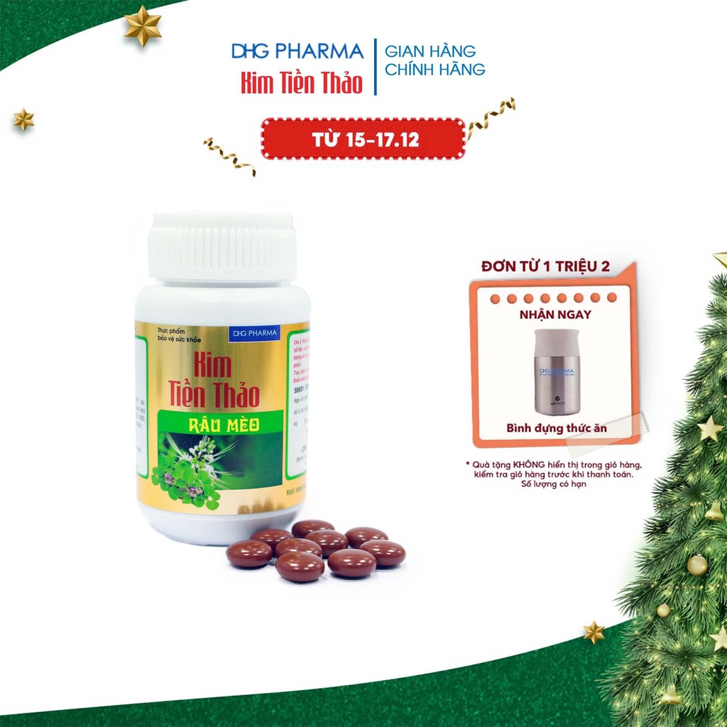TPCN Kim Tiền Thảo Râu Mèo hỗ trợ tăng bài tiết cặn sỏi, hạn chế sỏi tiết niệu 1 chai/100 viên - Chính hãng DHG PHARMA