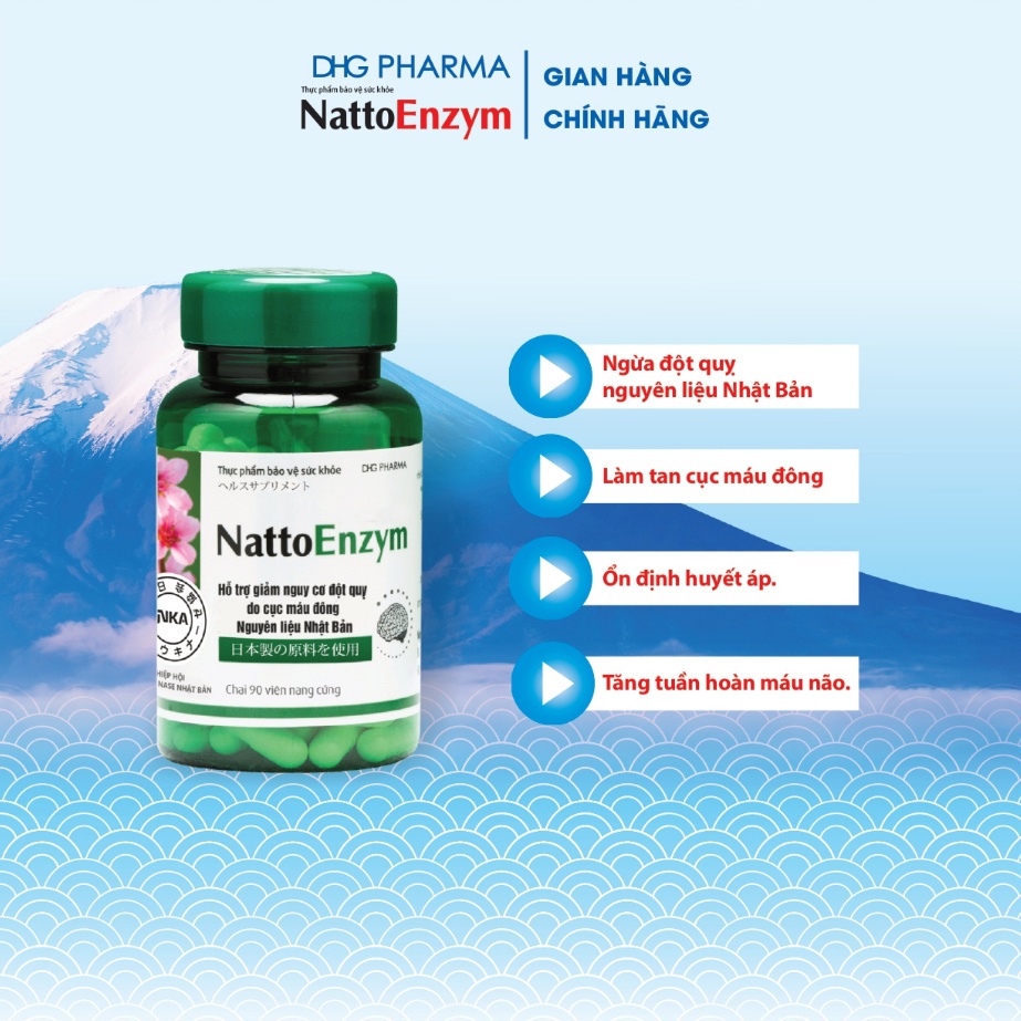 TPCN NattoEnzym hỗ trợ và phòng ngừa bệnh lý liên quan đến cục máu đông do tắc nghẽn mạch máu - Chính hãng DHG Pharma