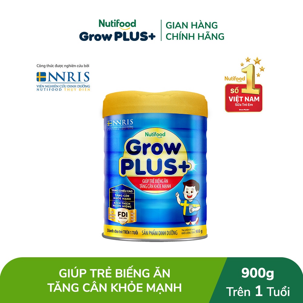 Combo 3 Sữa Bột Nutifood GrowPLUS+ Biếng Ăn 900g - Tăng Cân Khỏe Mạnh (3 Lon x Lon 900g)