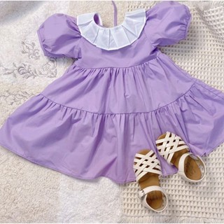 Váy babydoll cổ xếp ly