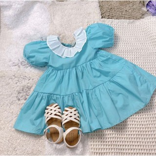 Váy babydoll cổ xếp ly