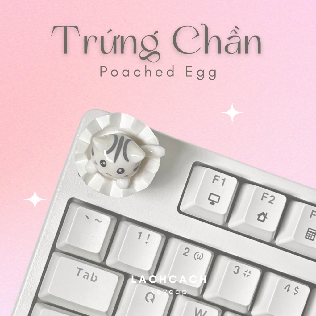 Keycap Trứng Chần | Keycap mèo trứng | Keycap bàn phím cơ | Phụ kiện máy tính