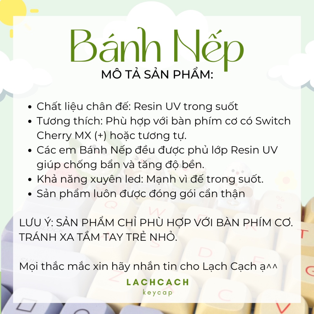 Keycap Bánh Nếp | Keycap Bàn Phím Cơ | Phụ Kiện Bàn Phím Cơ