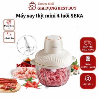 Máy xay thịt mini đa năng SEKA 4 lưỡi cối thuỷ tinh, công suất 500W, bảo hành 12 tháng