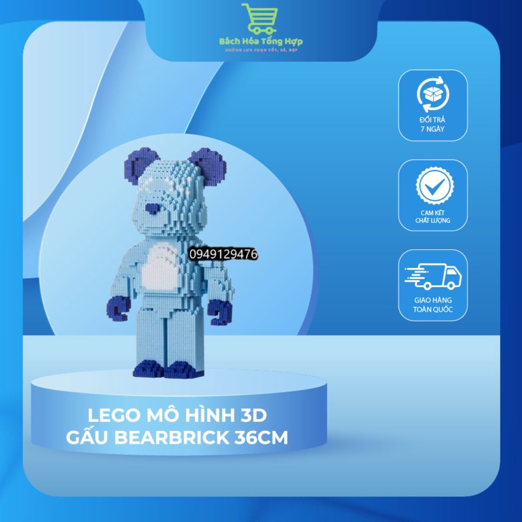 Lego Mô Hình 3D Gấu BearBrick 36cm | Kèm 1 Búa Mini | Đồ Chơi 2023