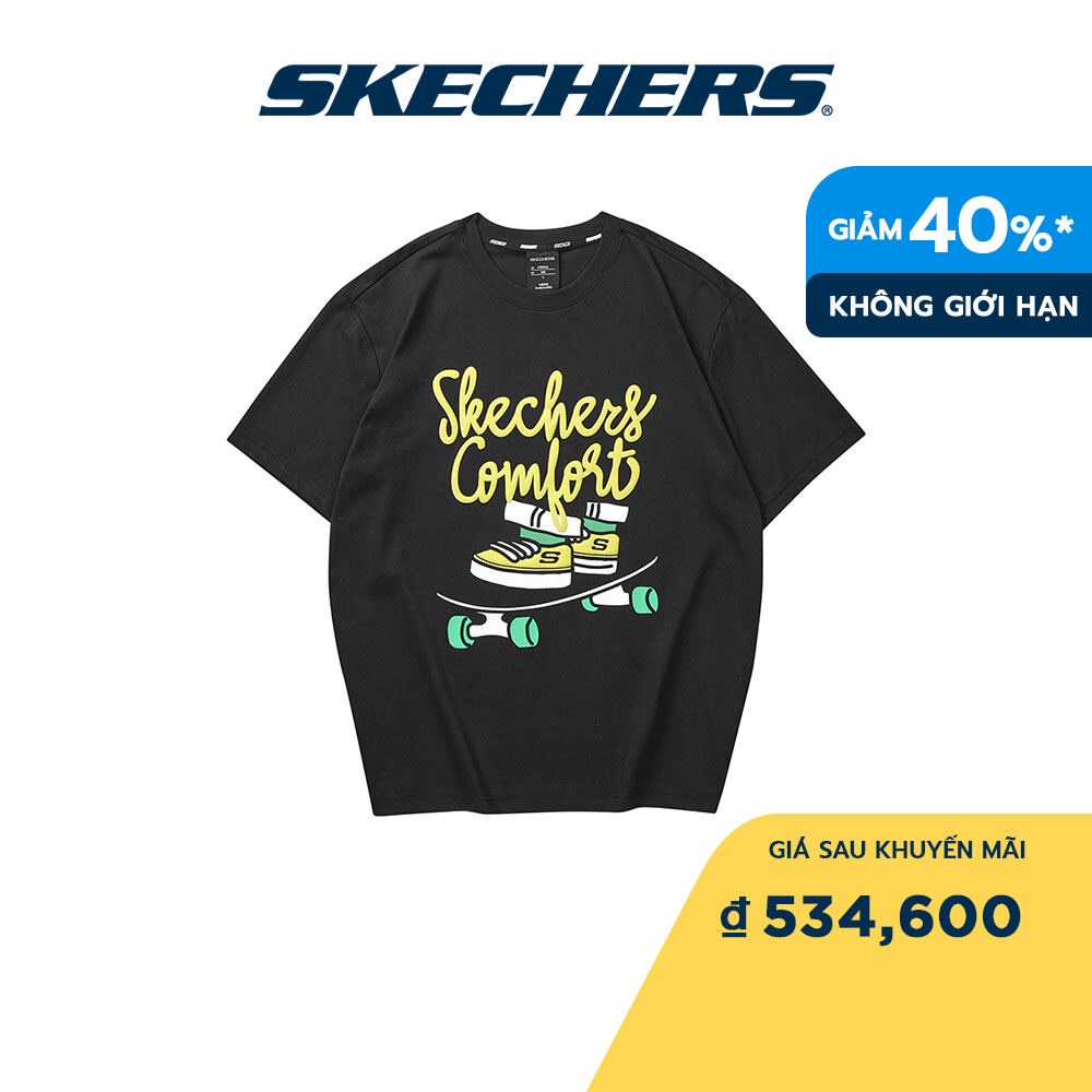 Skechers Nam Áo Thun Tay Ngắn Tập Gym Tập Gym, Thường Ngày, Đi Học, Đi Làm - L223M025-0018