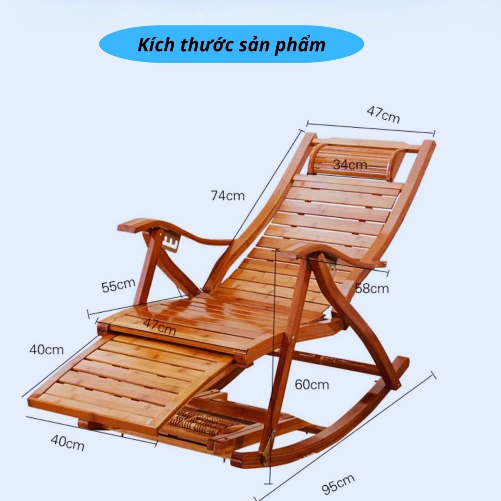 Ghế bập bênh thư giãn bằng gỗ có matxa chân GD470