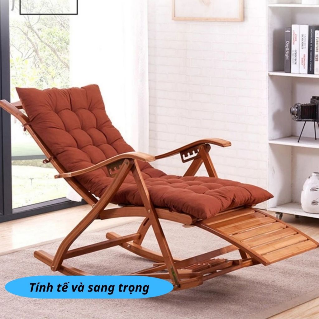 Ghế bập bênh thư giãn bằng gỗ có matxa chân GD470