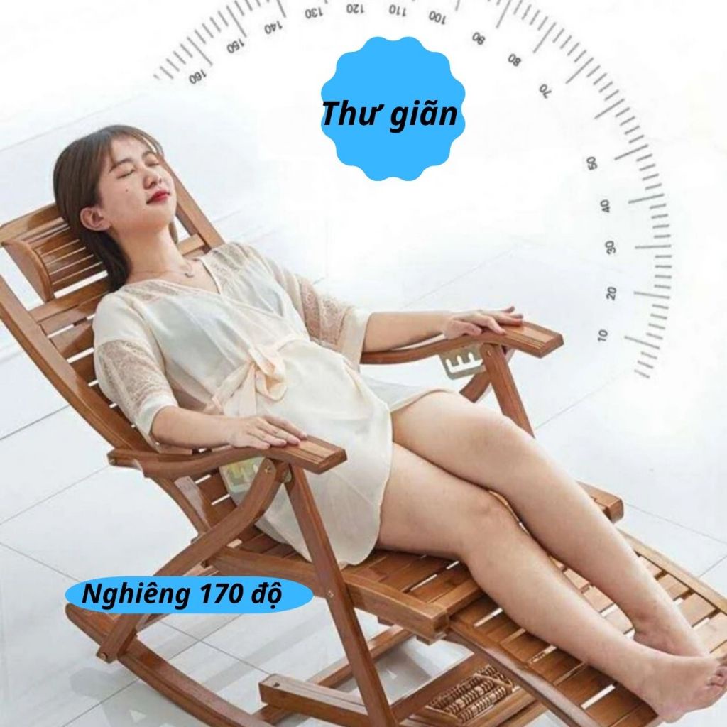 Ghế bập bênh thư giãn bằng gỗ có matxa chân GD470