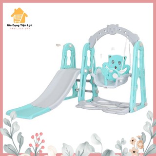 Combo cầu trượt và xích đu cho bé kèm bóng rổ, đồ chơi cho bé