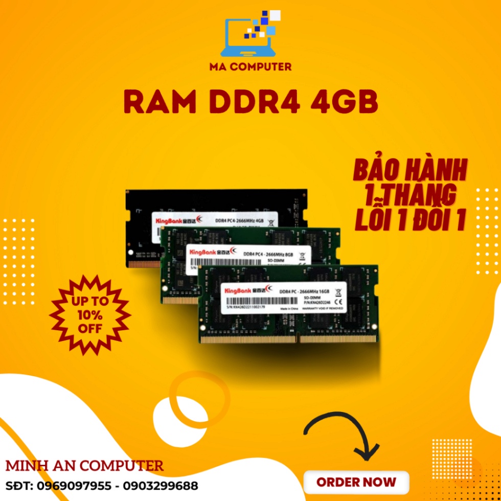 Ram Laptop 4G DDR4 cũ