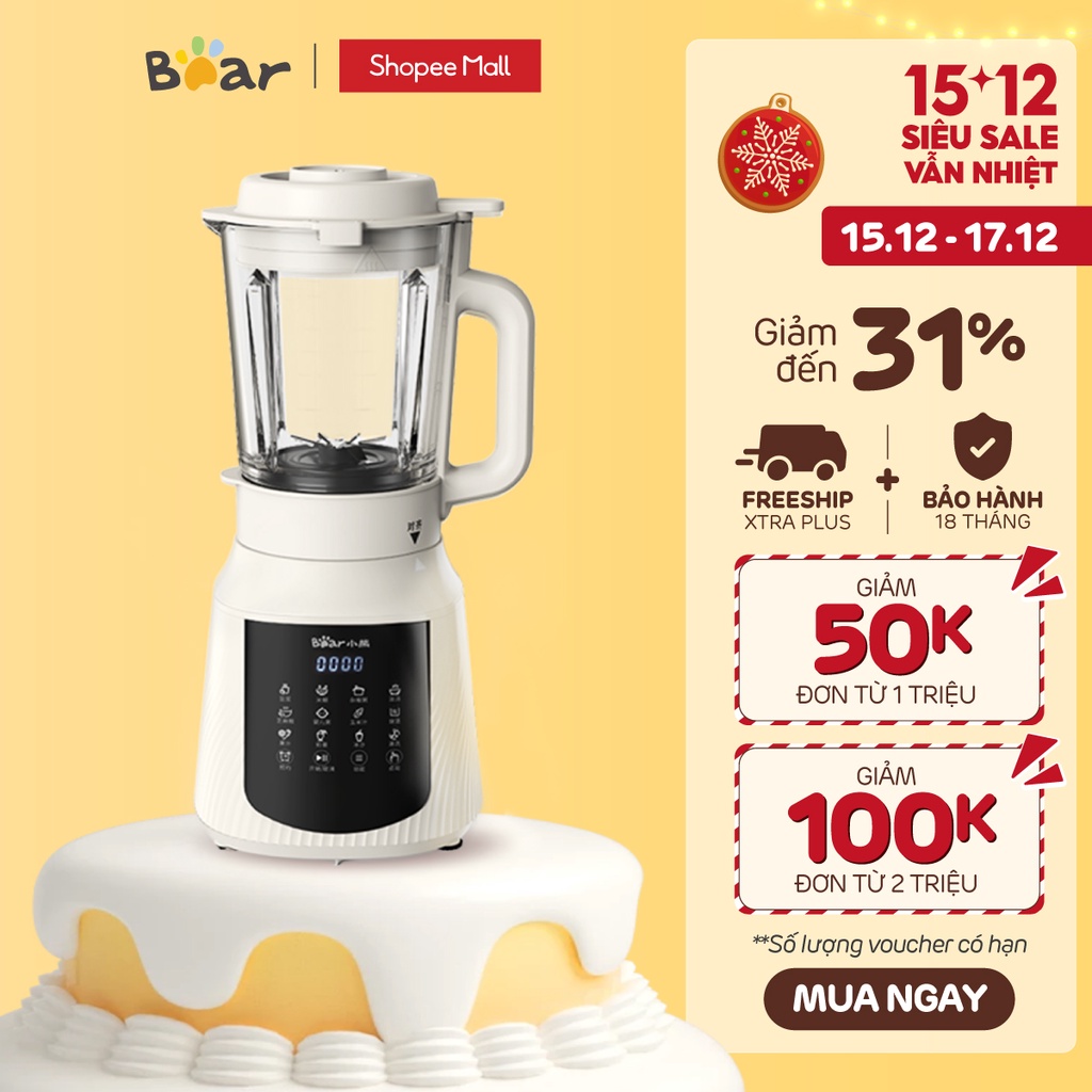 Máy làm sữa hạt đa năng 1.5L Bear PBJ-C16Q8 - Hàng Chính Hãng