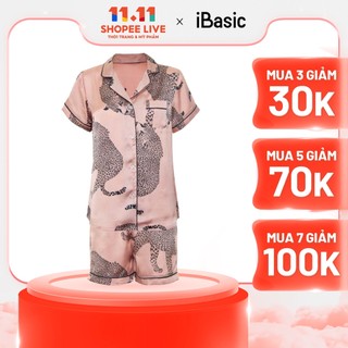 Bộ pyjama nữ lụa Satin ngắn hoạ tiết iBasic HOMW028T và HOMW028B