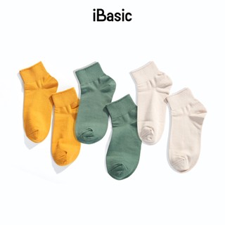 [Mua 3 tặng 1] Combo 3 đôi vớ nữ cổ ngắn cotton pha nhiều màu macaron iBasic SOW001