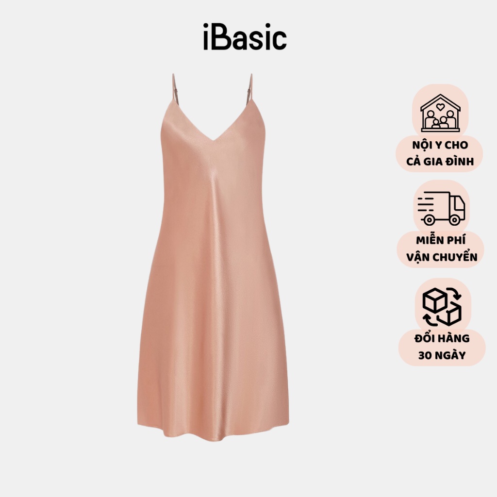 Đầm ngủ nữ satin hai dây iBasic SW027