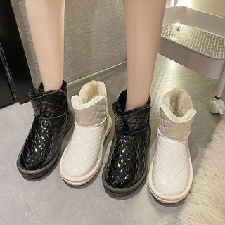 Giày bốt tuyết dày có đệm giày bốt ngắn mùa thu đông mới thoải mái ấm áp giày cotton đế phẳng giày nữ bốt ngắn